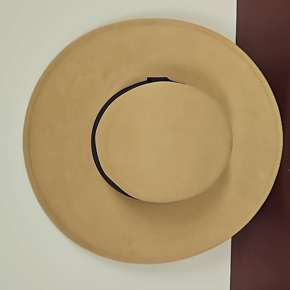 Felt Hat Wide Brim by CoG Tan with Black Ribbon VGUC - Picture 11 of 12